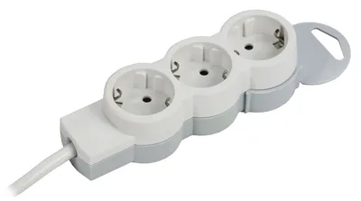 Удлинитель IEK STANDARD У03 695002, 3 места, 2P+PE, 3м, 16А, белый