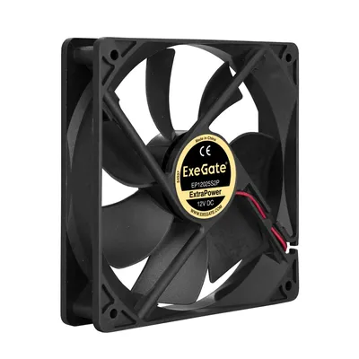 Вентилятор ExeGate ExtraPower EP12025S2P, 120x120x25 мм, 12 В, 2-pin, 1600 об/мин, 26 дБ