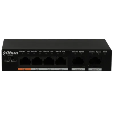 Коммутатор Dahua DH-PFS3006-4ET-60, 6×10/100, 4 порта PoE, 60 Вт