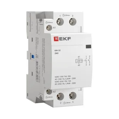 Контактор модульный EKF km-2-20-20, 20А, 2NO, 230В