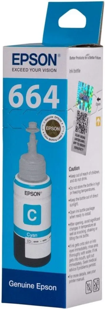 Чернила Epson 664 C13T664298, 70 мл, голубой