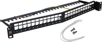 Патч-панель LANMASTER LAN-PPAR24OK-STP, 19", 24 порта, кат. 6, STP, 1U