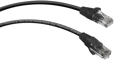Патч-корд Cabeus PC-UTP-RJ45-Cat.5e-0.5m-BK, UTP Cat.5e, 0.5м, черный
