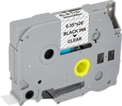 Картридж ленточный Cactus CS-TZE121, TZe-121, 9 мм × 8 м, чёрный на прозрачном