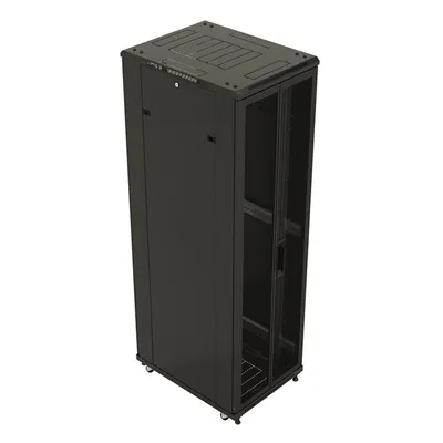 Шкаф Hyperline TTB-4282-DD-RAL9004, 19", 42U, 800×1200мм, перф. двери, черный
