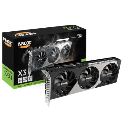 Видеокарта Inno3D GeForce RTX 5080 X3, 16 ГБ GDDR7, 256 бит, 3×DisplayPort, HDMI