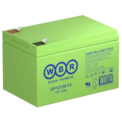 Аккумулятор WBR GP12120, 12 В, 12 Ач, AGM, клеммы F1/F2, 151×98×93 мм