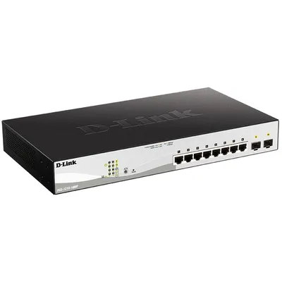 Коммутатор D-Link DGS-1210-10MP/FL2A, L2, 8×1GbE PoE, 2×SFP, 130 Вт, 1U