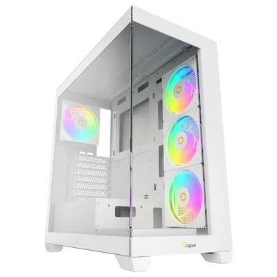 Корпус ПК Ocypus Gamma-C72-WHD400XX-GL, Midi Tower, ATX, белый