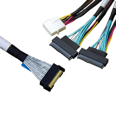 Кабель Amphenol RMC74-2464, MCIO x8 → 2×U.2 (SFF-8639), 0.8м