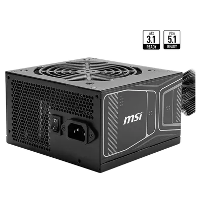 Блок питания MSI MAG A850GN PCIE5, 850 Вт, 80 PLUS Gold, ATX 3.1, PCIe 5.1, немодульный