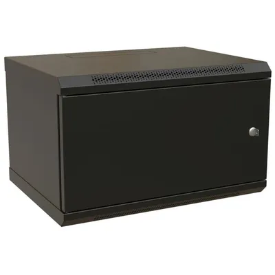 Шкаф Hyperline WRline WR-TW-0666-SR-RAL9004 настенный 19-дюймовый (19"), 6U, 367x600х600мм, цельнометаллическая дверь с замком, цвет черный (RAL9004) (разобранный)
