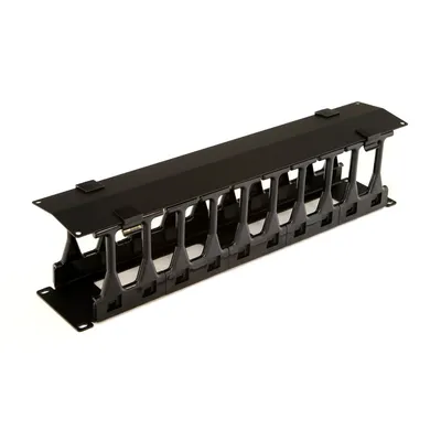 Органайзер кабельный Hyperline CMF-2U-FPL106-MCOV-RAL9005, 19", 2U, с крышкой