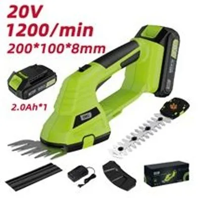 Кусторез аккумуляторный DELI DG621-1, 20 В, 2 А·ч, рез 8 мм, 1200 ход/мин