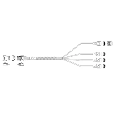 Кабель Amphenol RSL38-1277, Slimline SASx4 – 4×SATA, 1м