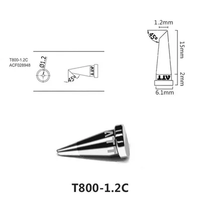 Жало паяльника Atten T800-1.2C, конусное скошенное, 1,2 мм