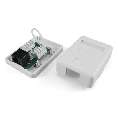 Аксессуары Розетка компьютерная Hyperline SB1-1-8P8C-C6-WH Розетка компьютерная RJ-45(8P8C), кат 6, одинарная, внешняя, Dual IDC Dual IDC