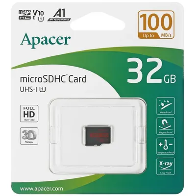 Карта памяти Apacer AP32GMCSH10UB-RA, microSDHC 32 ГБ, UHS-I U1 Class10