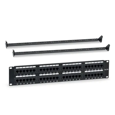 Патч-панель Hyperline WR-PL-48-C5E-D, 19", 2U, 48×RJ-45, Cat.5e