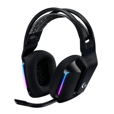 Гарнитура Logitech G733 LIGHTSPEED, беспроводная, накладные, RGB, съёмный микрофон, чёрный