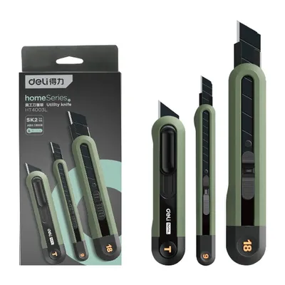 Набор ножей Deli HT4003L Home Series Green, лезвия 9 мм, 18 мм и Т-образный