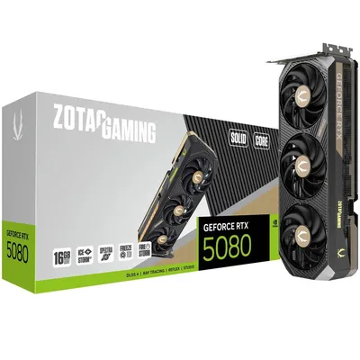 Видеокарта ZOTAC GeForce RTX 5080 SOLID CORE, 16 ГБ GDDR7, 256 бит, PCI-E 5.0