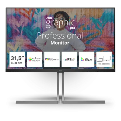 Монитор AOC U32U3CV, 31.5" IPS 4K UHD 3840×2160, 60 Гц, USB-C, HDR10