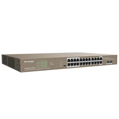 Коммутатор IP-COM G1126P-24-410W, 24×1 Гбит/с PoE+ 370 Вт, 2×SFP, 1U