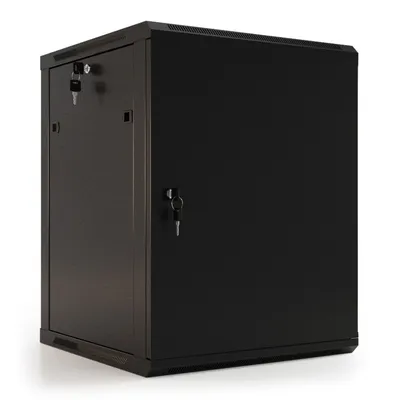 Шкаф Hyperline WRline WR-TW-1245-SR-RAL9004 настенный 19-дюймовый (19"), 12U, 650x600х450мм, цельнометаллическая дверь с замком, цвет черный (RAL9004) (разобранный)