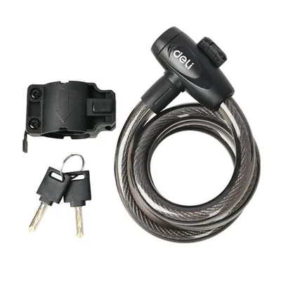 Замок тросовый Deli DL508061, 10×1000мм, 2 ключа