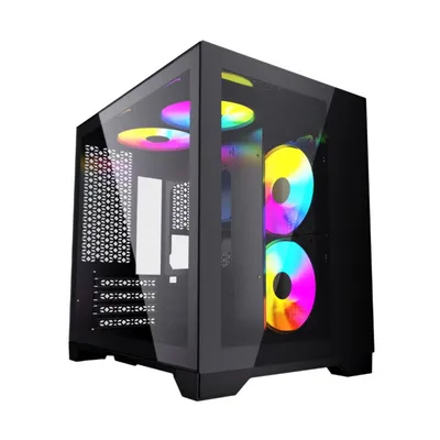 Корпус Powercase Vision Micro CVBM-L4, mATX, Mini Tower, стекло, 4×120mm