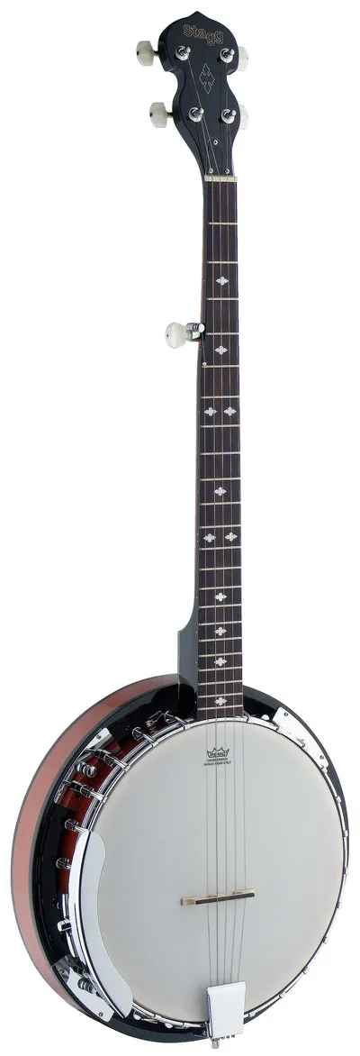 Банджо STAGG [BJW-24 DL] 5-ти струнное Western Deluxe, 22 лада, мензура 660 мм, корпус красное дерево, отделка глянцевая, пластик 11" REMO белый, гриф нато, накладка палисандр, бридж клен, колки 4х Open-Gear на голове и 5-й на грифе