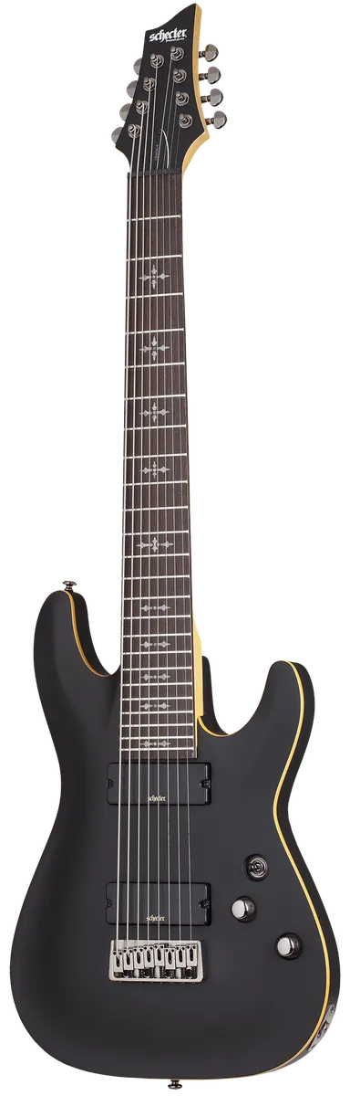 Электрогитара SCHECTER [DEMON-8 ABSN] электрогитара 8-струнная, корпус: липа, гриф: клен, накладка: венге, 24 лада, цвет: Aged Black Satin (ABSN)