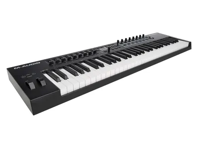 MIDI клавиатура [OXYGENPRO61] M-audio [Oxygen Pro 61] 61 клавиша, 8 энкодеров, 9 фейдеров, 16 пэдов, 12 кнопок управления, колеса высоты тона и модуляции, smart control, auto-mapping, встроенный арпеджиатор, 1/4" Jack вход для педали сустейна, MIDI выход