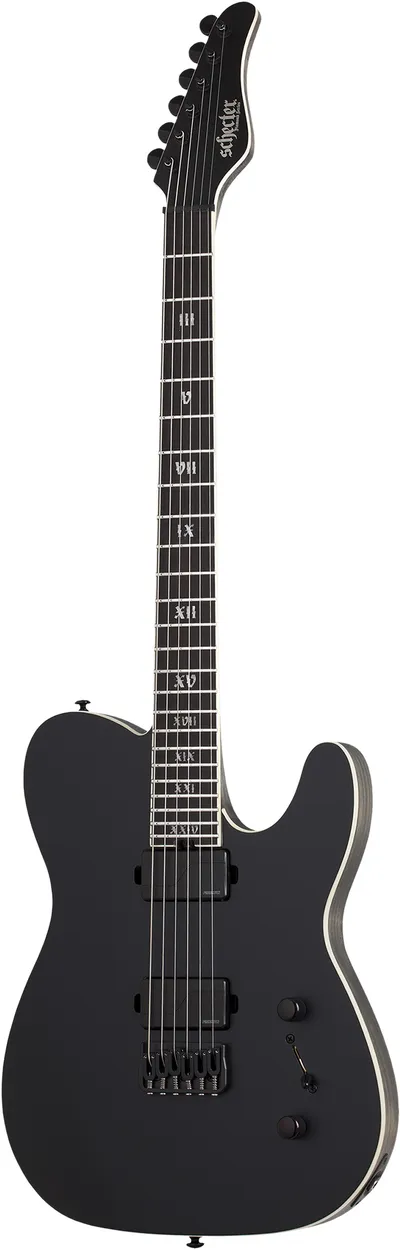 Электрогитара SCHECTER [PT SLS ELITE "EVIL TWIN" SBK] электрогитара 6-струнная, корпус: болотный ясень, топ: огненный клен, гриф: клён/орех/падук, накладка: черное дерево, 24 лада, цвет: Satin Black (SBK)