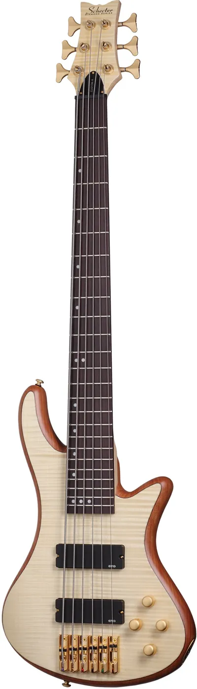 Бас-гитара SCHECTER [STILETTO CUSTOM-6 NAT] бас-гитара 6-струнная, корпус красное дерево, топ: волнистый клен, гриф: клен/орех, на болтах, накладка: палисандр, 24 лада, цвет Natural Satin (NAT)