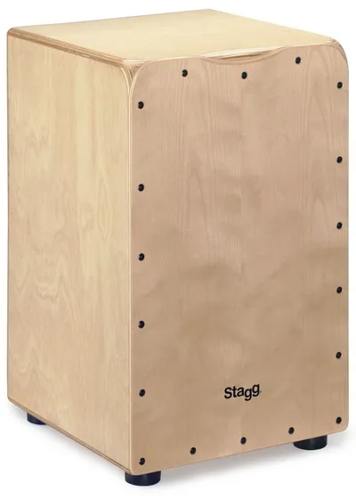 Кахон STAGG [CAJ-50M N] среднего размера, корпус фанера из березы 9 мм, задняя часть фанера из березы 7 мм, передняя панель фанера из березы 3 мм, 2 пары струн V-формы, размер 295x310x480 мм, вес 5 кг, отделка матовая, натуральный цвет