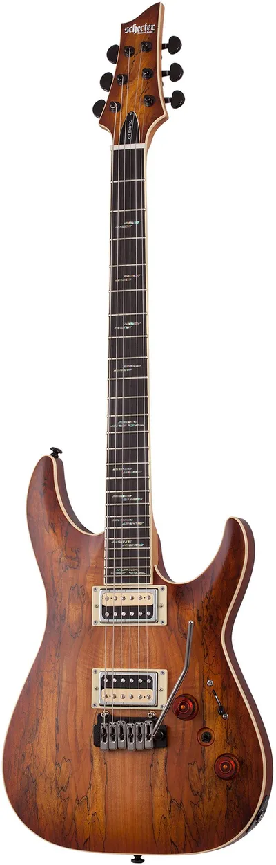 Электрогитара SCHECTER C-1 EXOTIC SPALTED MAPLE SNVB, 6 струн, 24 лада, красное дерево/клен