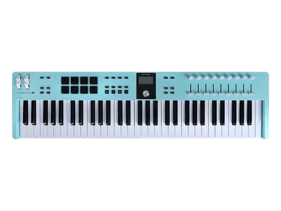 MIDI-клавиатура Arturia 231534, KeyLab Essential 61 mk3 Aquamarine, 61 клавиша, LCD, 9 энкодеров, 8 пэдов, Type-C