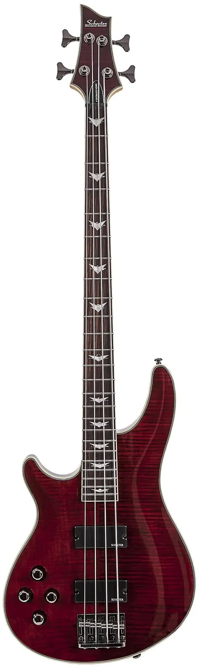 Бас-гитара SCHECTER [OMEN EXTREME-4 LH BCH] леворукая 4-струнная бас-гитара, корпус: красное дерево, топ: огненный клен, гриф: клен, накладка: палисандр, 24 лада, цвет: Black Cherry (BCH)