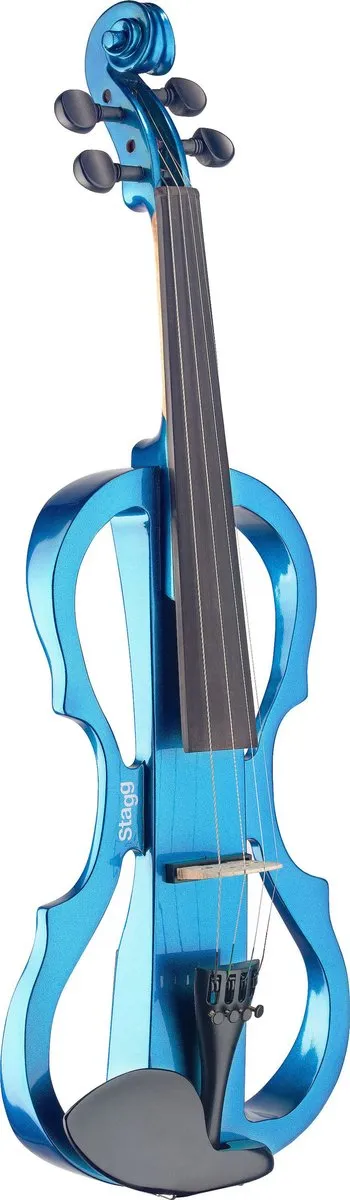 Электроскрипка STAGG [EVNX-4/4 MBL] размер 4/4, мензура 325 мм, дека клен, регуляторы громкости и тона, выключатель, вход для микрофона 1/8" mini Jack, выход для наушников 1/8" mini Jack, выход 1/8" mini Jack, питание 6LR61 9 В, цвет синий металлик