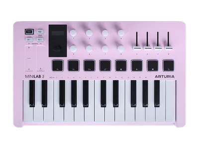 MIDI-клавиатура Arturia 231509, MiniLAB 3 Rose Quartz, 25 клавиш, 8 энкодеров, 8 пэдов, USB-C