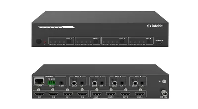Матричный коммутатор Infobit [iMatrix H44A] 4K60, 4х4, 3840x2160/60 Гц; 4 LR аудиовыхода, 4 коаксиальных аудиовыхода.