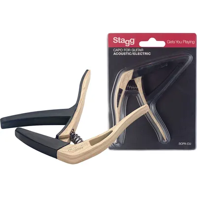 Каподастр STAGG [SCPX-CU CLWOOD] для акустических и электрических гитар, цвет имитация светлого дерева