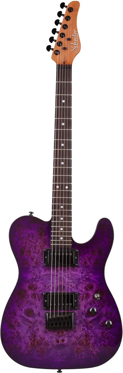 Электрогитара SCHECTER [PT STANDARD PBB] электрогитара 6-струнная, корпус: красное дерево, топ из капа, гриф: печеный клен, накладка: палисандр, 22 лада, цвет Purple Burst Burl (PBB)