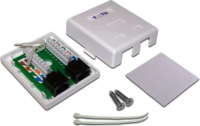 Розетка LANMASTER TWT-SM2-4545/6-WH, настенная, 2 порта RJ45, кат.6, UTP, белая