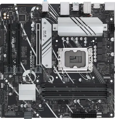 Материнская плата ASUS PRIME B760M-A D4-CSM, LGA 1700, Intel B760, 4xDDR4, 4xSATA, 2xM.2, 3xPCIe 4.0 x16, 1xPCIe 4.0 x4, 1xPCIe x1, 2xHDMI, 1xDP, 1x 2.5Gb LAN, 2xUSB-A 3.2 Gen 2, 4xUSB-A 2.0, 3x3.5 мм, 7.1, mATX