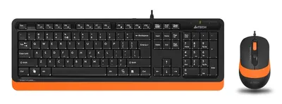Комплект клавиатура и мышь A4Tech Fstyler F1010, USB, 1600 DPI, черный/оранжевый