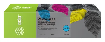 Картридж струйный CACTUS CS-M0J98AE 991XL, жёлтый, 250 мл, с чипом