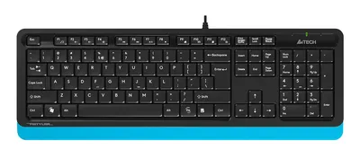 Клавиатура A4Tech Fstyler FK10, проводная, USB, 104 клавиши, черный/синий